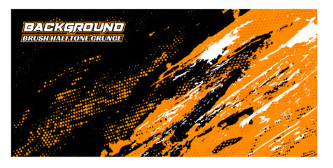 Wall Mural - orange black brush Car decal livery wrap banner abstract stripe sporty black orange color combination grunge brush modern pattern racing motorsport vector design grunge halftone claw splash