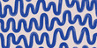 © Purrga - Brush, marker, ink drawn bold doodle lines seamless pattern. Abstract modern geometric blue wavy ornament vector background