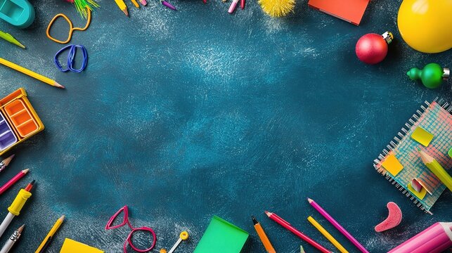 Design a festive background for school holidays with cheerful elements and bright colors