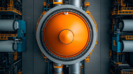 Industrial Powerhouse: Aerial View of a Modern Factory with Orange Tank