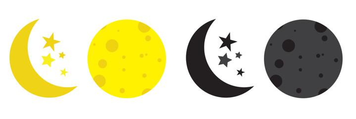 Poster - sun, moon and stars, a collection of vector icons. yellow weather symbols. EPS 10.
