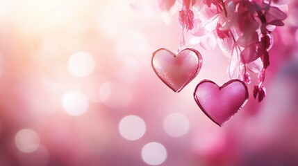 Wall Mural - eart-themed background with soft, romantic colors and delicate heart shapes, perfect for a loving atmosphere