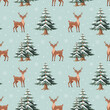 © Tatiana - Wild deer in winter forest seamless pattern. Winter scene. Reindeer and fir trees in snow. Wildlife illustration
