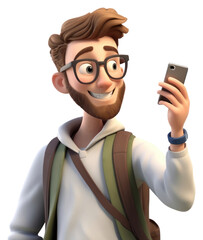 Poster - PNG Cartoon hipster camera selfie.