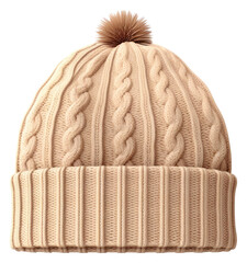 Canvas Print - PNG Beige beanie knitted white background creativity.