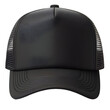 © ab2 - CUTOUT Blank black  trucker hat mockup, front view isolated on transparent background