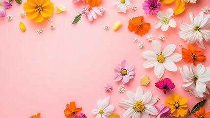 Fototapete - Design a refreshing spring background with lively flowers, bright colors, and an invigorating feel