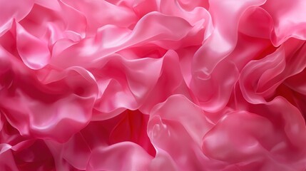 Poster - A close-up of flowing pink fabric reveals its soft, delicate texture, capturing the light and creating a serene atmosphere that invites visual exploration
