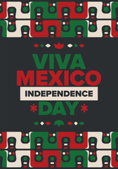 Wall Mural - Viva Mexico. Mexican Independence Day. Happy holiday. Celebrate annual in September 16. Freedom day. Patriotic mexican design. Poster, card, banner, template, background. Vector illustration