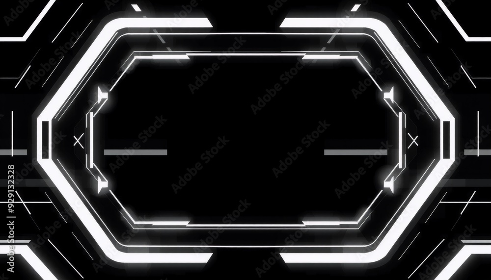 streamlined black and white vector frame with a square shape rounded ...