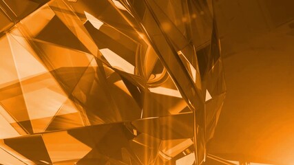 Wall Mural - golden crystal background with a polygonal crystal form. a 3d abstraction of a geometric jewelry sur