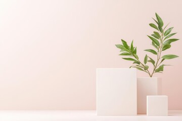 Poster - Uncluttered minimalistic layout with simple geometric shapes, elegant and spacious, ideal for showcasing brand messaging.