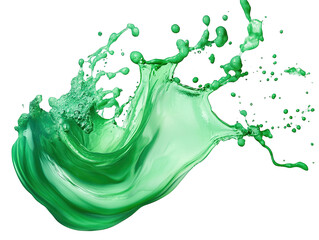 Wall Mural - green splash liquid, abstract wave explosion isolated PNG