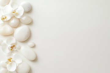 Poster - Minimalist design with smooth, delicate stones, soft lighting and plenty of room for branding.