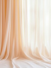Poster - Diffused natural light filtering through delicate curtains, creating a tranquil atmosphere, spacious background for text,