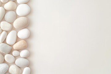 Poster - Delicate stones arranged in a minimalist pattern, soft tones with ample copy space, ideal for tranquil concepts.