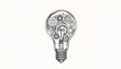 © Thanayut - detailed sketch of a light bulb filled with complex gears the bulbs filament is a focal point gears vary in size arranged symmetrically on a subtle textured background