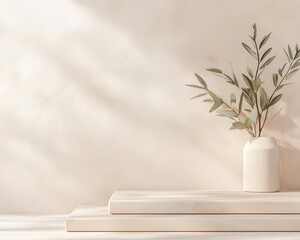Poster - Contemporary stand on a textured surface, featuring a sleek platform design with ample space for text.