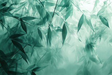 Wall Mural - Abstract Green Leaves with Blurred Background