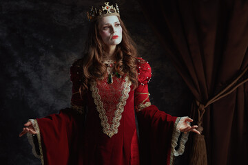 Sticker - medieval queen in red dress with white makeup and crown