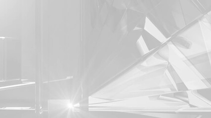 Wall Mural - white glass abstract animation, 3d render of soft background with color refraction effect, 4k seamle