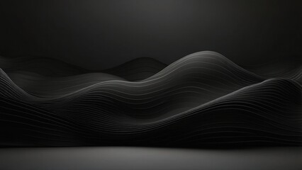 Black background with soft wave patterns, smooth and elegant.