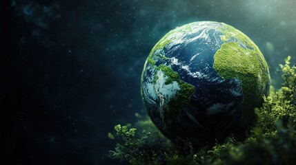 Wall Mural - green planet Earth on background with copy space, ecology concept