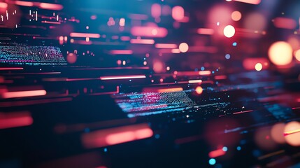 Fototapete - Abstract digital background featuring vibrant colors and dynamic movement, perfect for technology and futuristic themes.