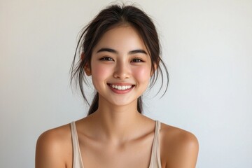 Beautiful young Asian woman smiling and happy created with Generative AI