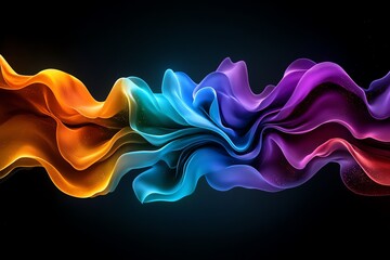 Poster - Abstract colorful flowing liquid wave on black background. Dynamic and vibrant design.