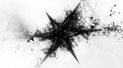 Wall Mural - Abstract Black and White Explosion with Geometric Shapes