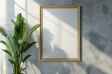 Blank empty picture frame mock-up. Artwork template in interior design with generative ai