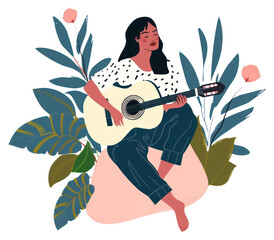 Poster - Woman playing guitar illustration