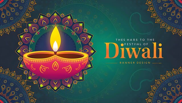 decorative happy diwali diya lamps background