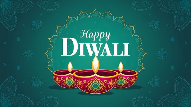 decorative happy diwali diya lamps background