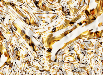 Poster - Abstract white and gold silky marble background 3d rendering