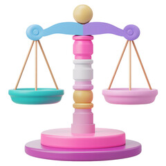 Wall Mural - 34 3D icon of a colorful balance scale for financial balance, white isolated background for clipping