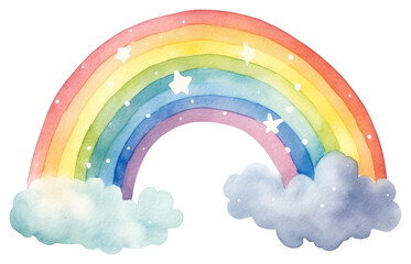 Poster - PNG Colorful watercolor rainbow illustration