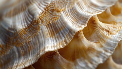 Wall Mural - Close-up of seashell with intricate lines.