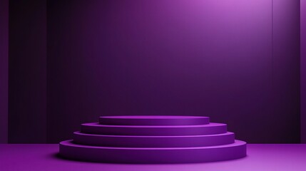 Fototapete - Purple podium against a deep purple background, ideal for a bold and stylish presentation, copy space