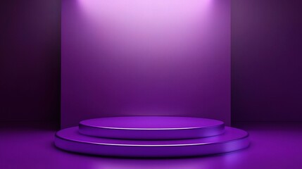 Fototapete - Purple podium against a deep purple background, ideal for a bold and stylish presentation, copy space