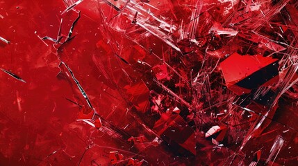 Poster - Bold red abstract digital artwork with dynamic patterns, symbolizing energy and power.