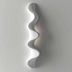 Wall Mural - Modern White Wall Sconce With a Unique Wavy Design Casting a Warm Glow, on a Smooth White Wall