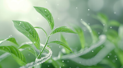 Wall Mural - A leafy green plant with a white speckled appearance