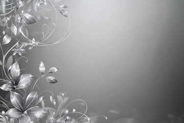 Wall Mural - Silver glitter floral design on cream background.