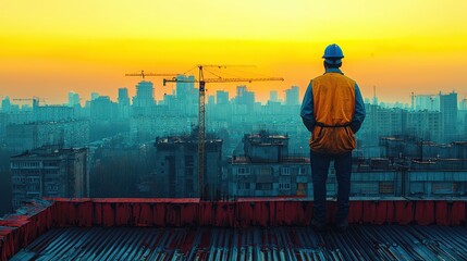 Cityscape Construction with Corrugated Sheets and High-Rise Structures