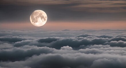 Wall Mural - beautiful full moon over the clouds