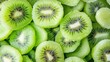 © starush - A close up of a pile of frozen sliced kiwi fruit, AI