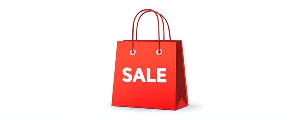 Wall Mural - Red shopping bag with sale text for promotional discount and retail marketing