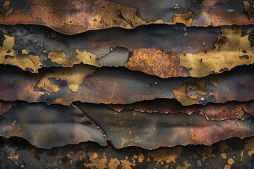 Aufkleber - Close-up shot of a rusty surface with peeling paint, great for industrial or abandoned themes